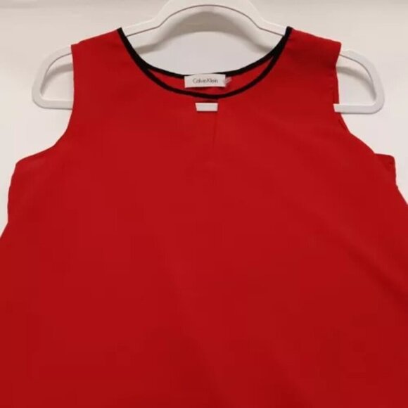 Calvin Klein Women's Sleeveless Pullover Blouse Red Small Lightweight Office GUC - Picture 6 of 9